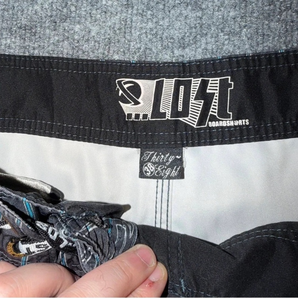Lost Men's Maroon Swim Board Shorts with Blue Graphics - Picture 4 of 5